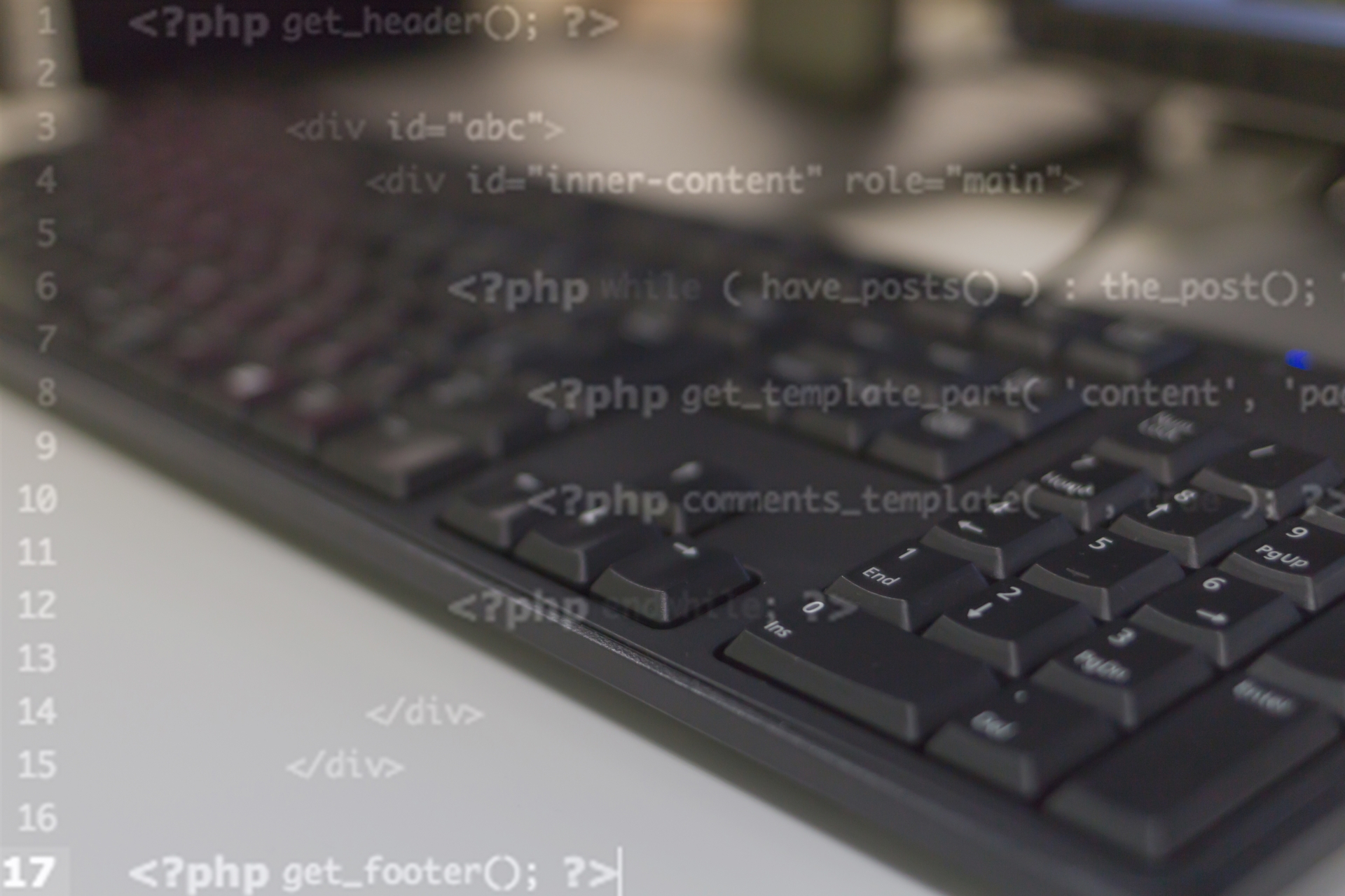 キーボードで入力したコードが表示されている