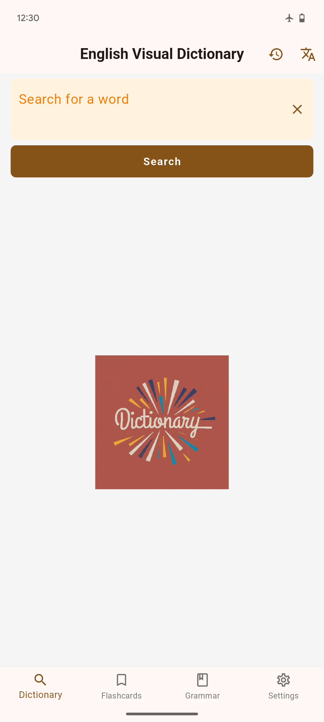 English Visual Dictionary search screen