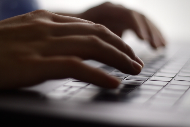 A man typing